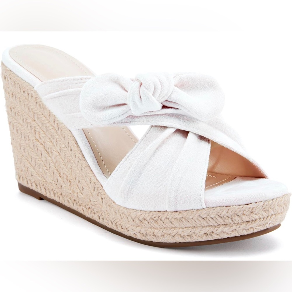 NWT Espadrilles Slip on Wedge Sandals Slides Bow Tie Platform Open Toe